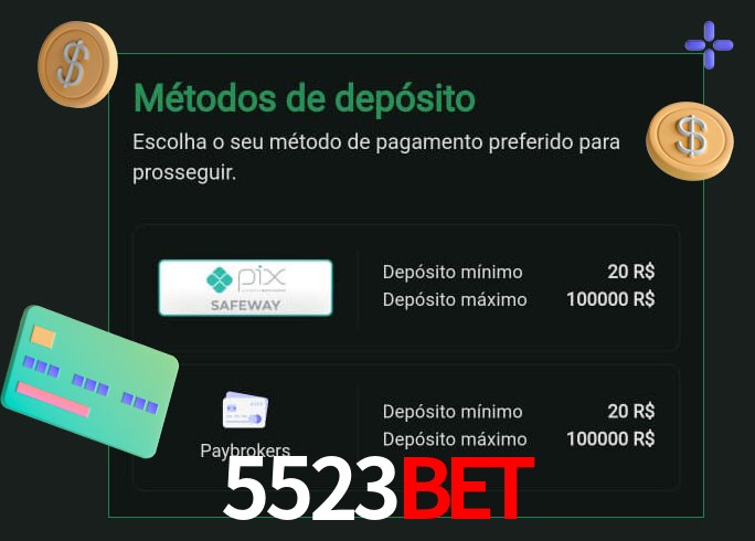 O cassino 5523Bet oferece uma grande variedade de métodos de pagamento